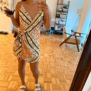 Lulu's Floral Mini Dress with Yellow and Blue Accents